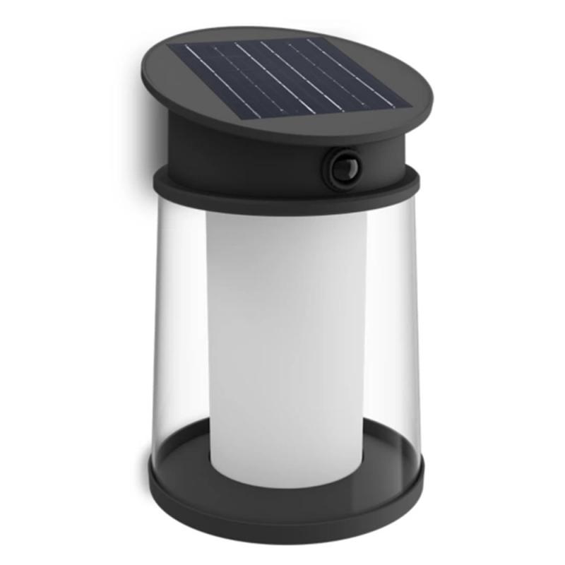 Philips Solar Wandleuchte Juda in Schwarz mit Bewegungsmelder neutralweißes Licht IP44