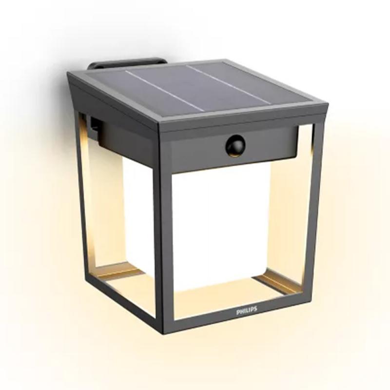 Philips Outdoor Ultra-Efficient Solar Wandleuchte Blaise anthrazit 1.5W, Linkable Funktion, Tageslicht- und Bewegungssensor, 3000 Kelvin, IP44
