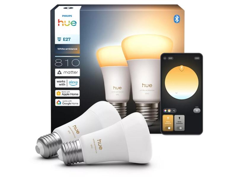 2er Philips Hue White  E27 LED Lampe 6W wie 60W dimmbares  Warmweißes bis kühlweißes Licht - hell mit 806 Lumen