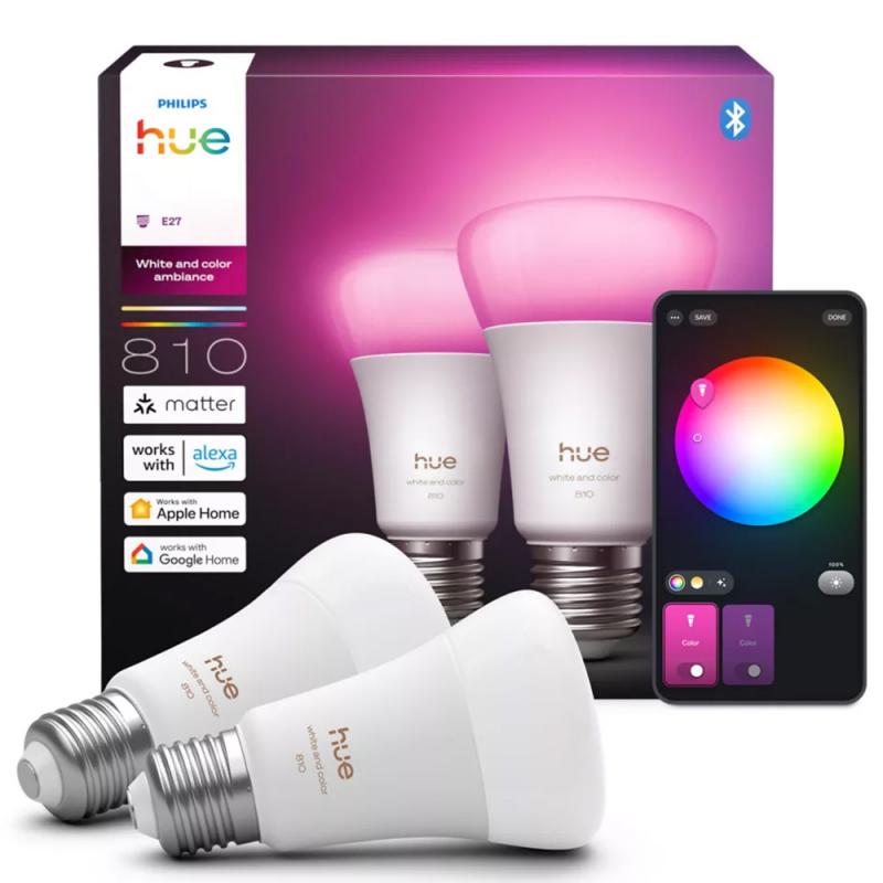 2er Set Philips Hue White & Color Ambiance mit 2 x E27 RGBW LED Lampen - mehrfarbig und dimmbar