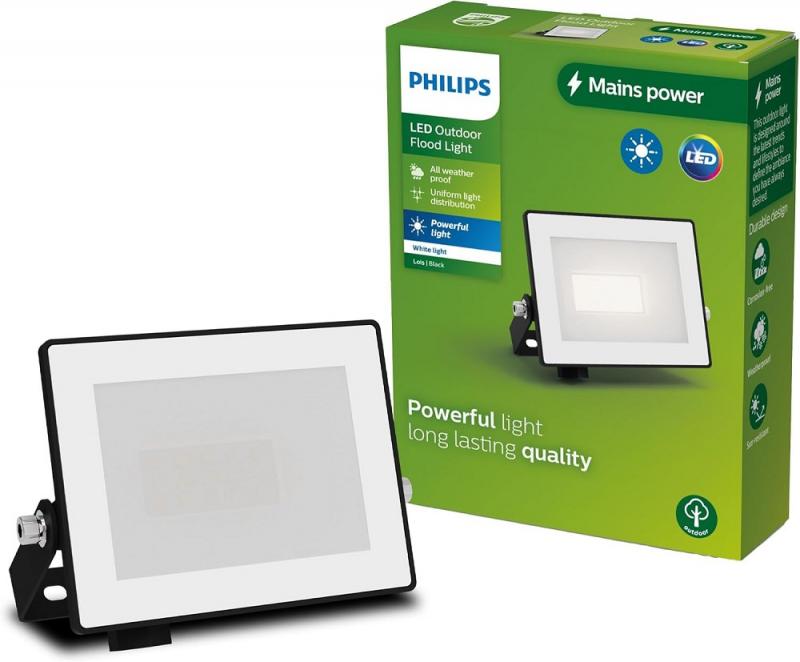 Philips Lois Flutlichtstrahler für den Außenbereich - 10 Watt, 3000K weißes Licht, Schwarz