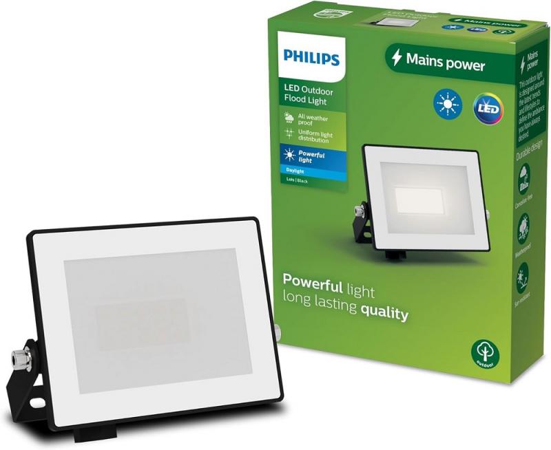 Philips Lois Flutlichtstrahler für den Außenbereich - 10 Watt, 5000K Tageslicht, Schwarz