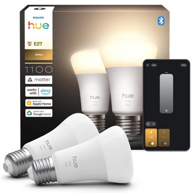 2er Set Philips Hue E27 LED Lampen 9,5W wie 75W warmweißes Licht dimmbar