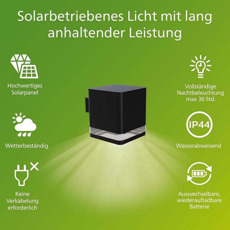 Philips Virona Solar-Wandleuchte für den Außenbereich