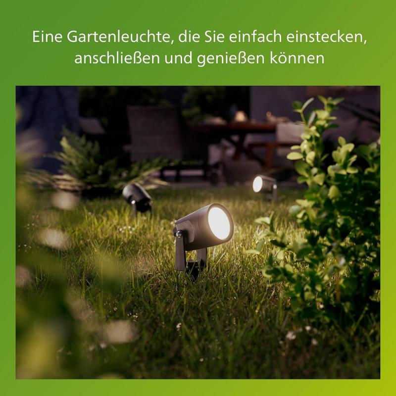 Philips 3er Set GardenLink Niedervolt-Spot Reuel Erweiterung in Schwarz warmweißes Licht IP44