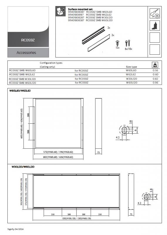 Philips Panel Aufbaurahmen Set 60x60cm