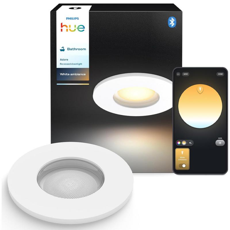 Philips Hue White Ambiance LED Einbauleuchte Adore in Weiß Bluetooth & ZigBee IP44 Bad geeignet