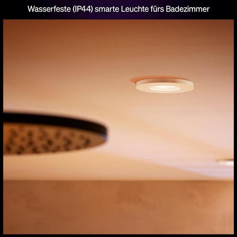 3er Set Philips Hue White Ambiance LED Einbauleuchte Adore in Weiß Bluetooth & ZigBee IP44 Bad geeignet