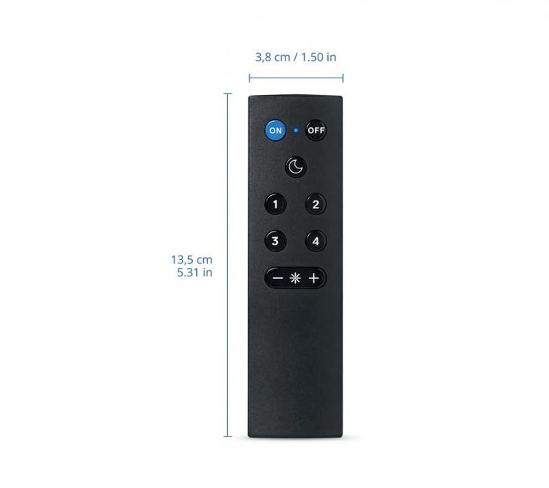 Philips WiZ Smart Home Fernbedienung – 9 Tasten, dimmbar, 4 Lichtszenen, Nachtlicht, Schwarz