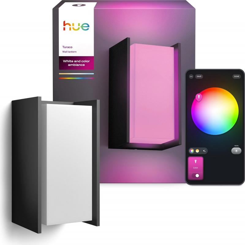 Philips Hue Turaco Wandleuchte Outdoor in Anthrazit aus Aluminium IP44 steuerbar via App - ZigBee, RGB und TW