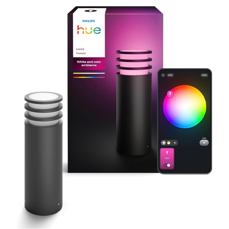 Philips Hue Lucca LED Sockelleuchte für Außenbereich White & Color Ambiance 1100lm IP44