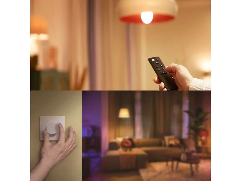 Philips WiZ Smart Dial Switch – Kabelloser Drehschalter mit Dimmfunktion, USB-aufladbar, Weiß
