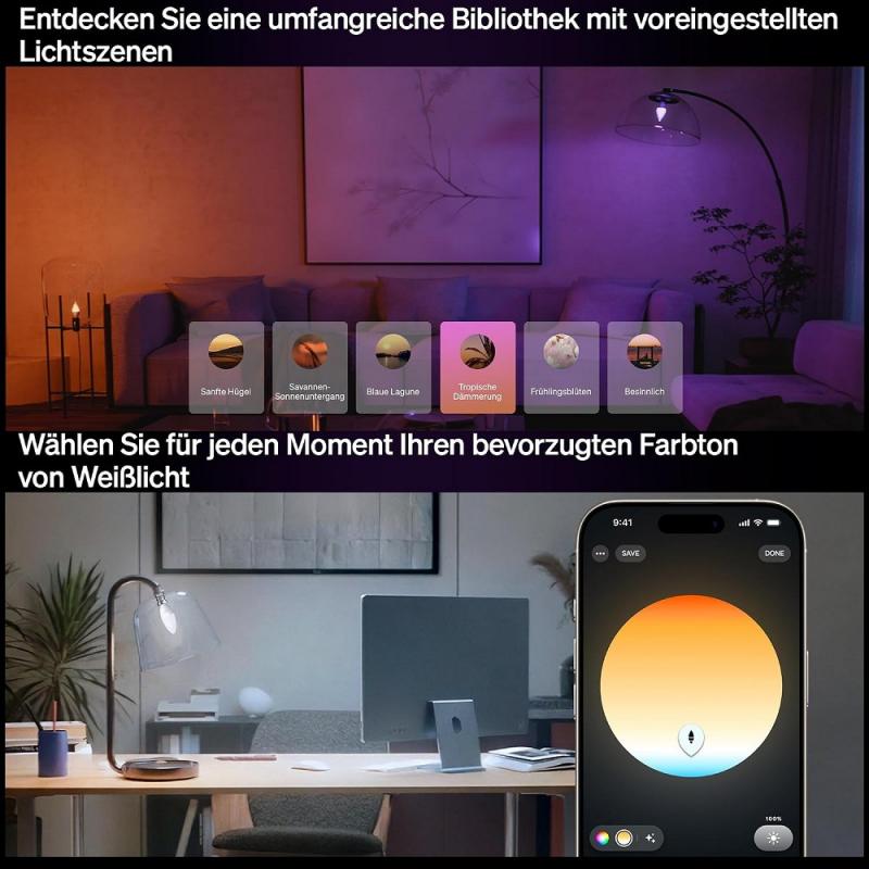 3er Set Philips Hue B39 Kerze – Smarte E14 LED-Lampe White & Color Ambiance