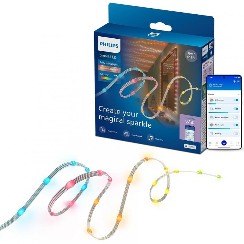 Philips WiZ Smart RGBIC Lichterkette 10m 2,4W dimmbar USB-C WLAN Bluetooth Matter IP65
