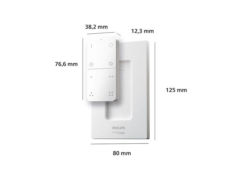 Philips WiZ Smart Dimmer Switch – Kabelloser Dimmschalter mit 8 Tasten, 4 Lichtszenen, Weiß