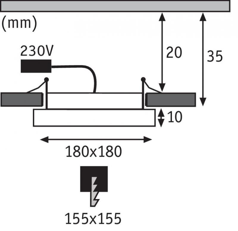 Paulmann 92952 Einbauleuchte Set Panel Areo eckig IP23 LED 12W 3000K 180x180mm Nickel