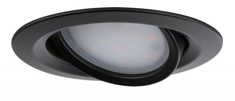 Paulmann 93082 LED Einbauleuchte Nova Plus Coin Basisset modern IP65 rund  6W dimmbar warmweiß Schwarz matt
