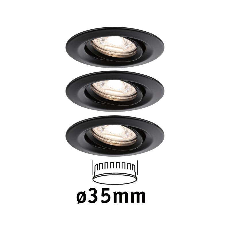 Paulmann 93085 LED Einbauleuchte Easy Dim Nova Mini Plus Coin Basisset modern schwenkbar rund 66mm 15° Coin 4W warmweiß Schwarz matt