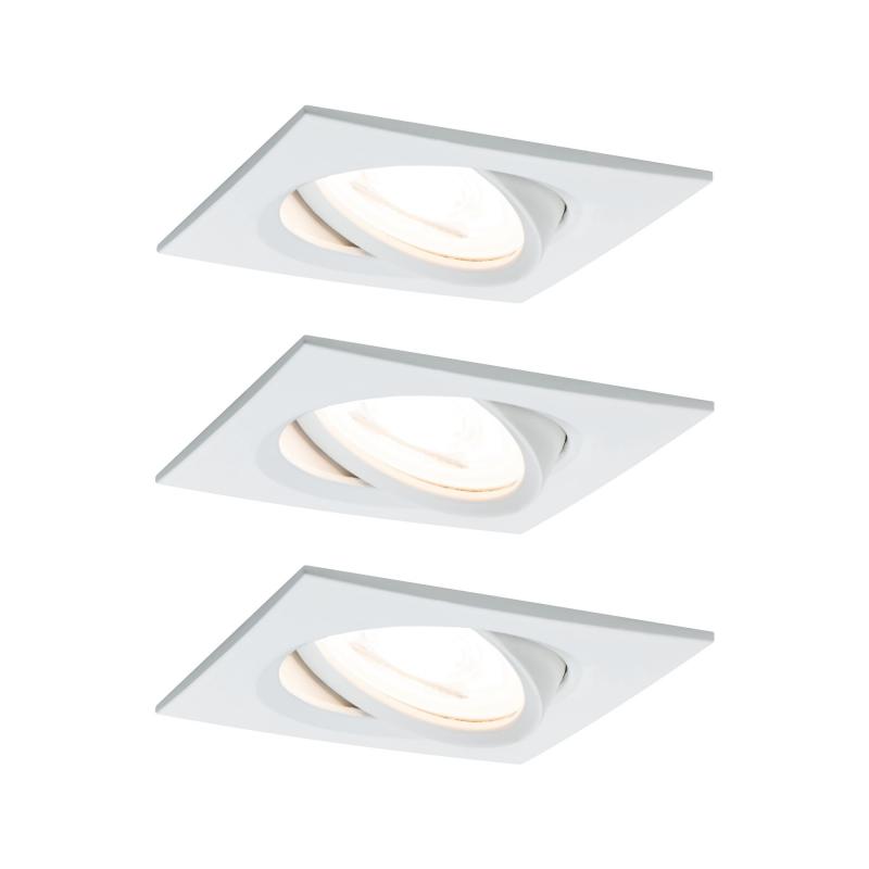 Paulmann 93454 Einbauleuchte Set Nova Coin eckig schwenkbar LED 3x6.5W 2700K Weiß/Alu