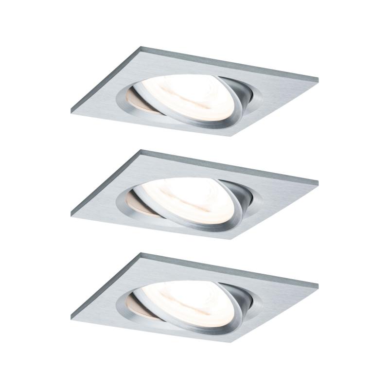 Paulmann 93456 Einbauleuchte Set Nova Coin eckig schwenkbar LED 3x6.5W 2700K Alu