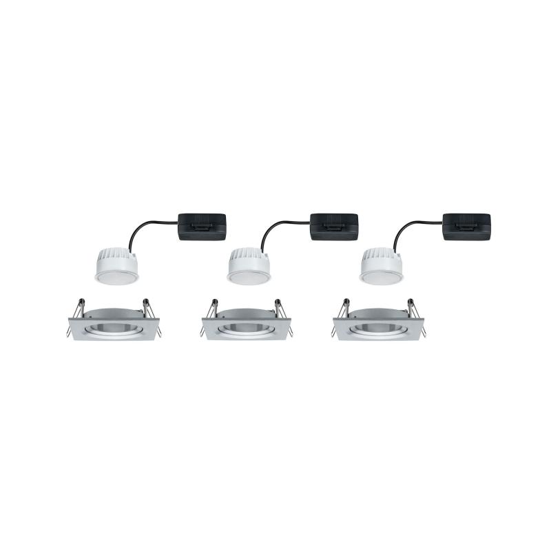 Paulmann 93456 Einbauleuchte Set Nova Coin eckig schwenkbar LED 3x6.5W 2700K Alu