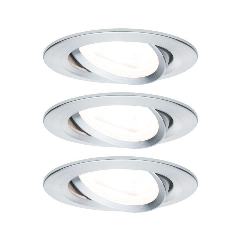 Paulmann 93469 Einbauleuchte Set Nova rd schw LED 3stepdim 3x6.5W GU10 Alu gedreht/Alu