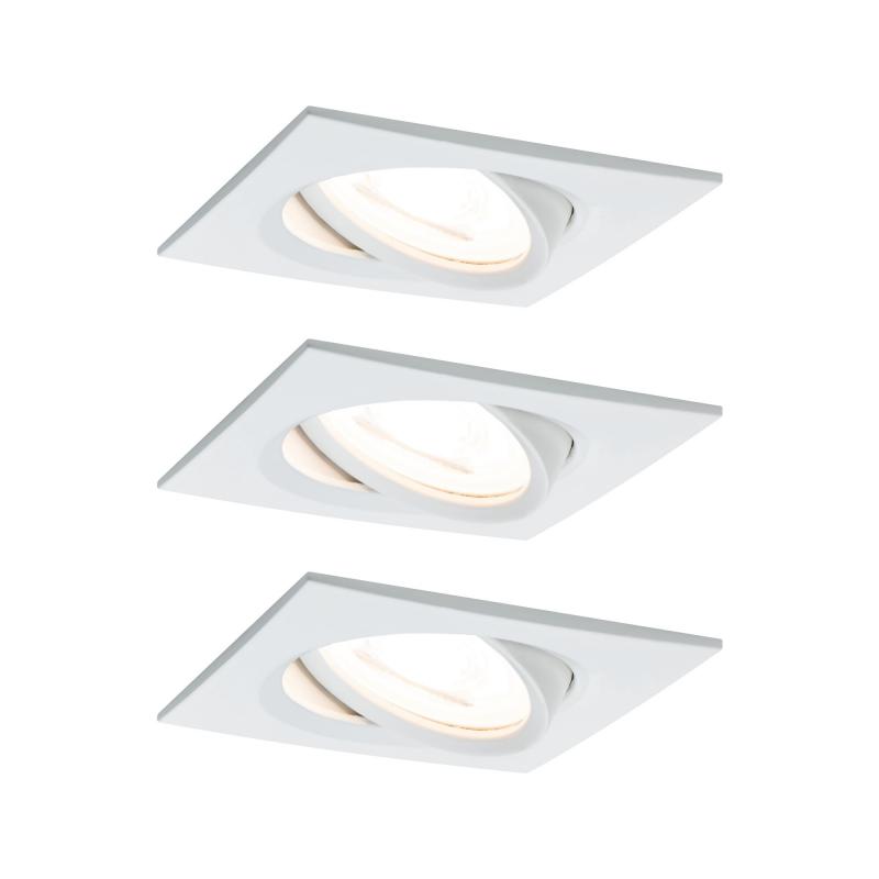Paulmann 93472 Einbauleuchte Set Nova eckig schw LED 3-stepdim 3x6.5W GU10 Weiß/Alu