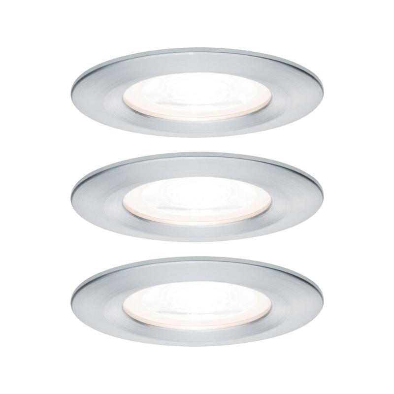 Paulmann 93480 Einbauleuchte Set Nova rd starr LED IP44 3-stepdim 3x6.5W GU10 Alu