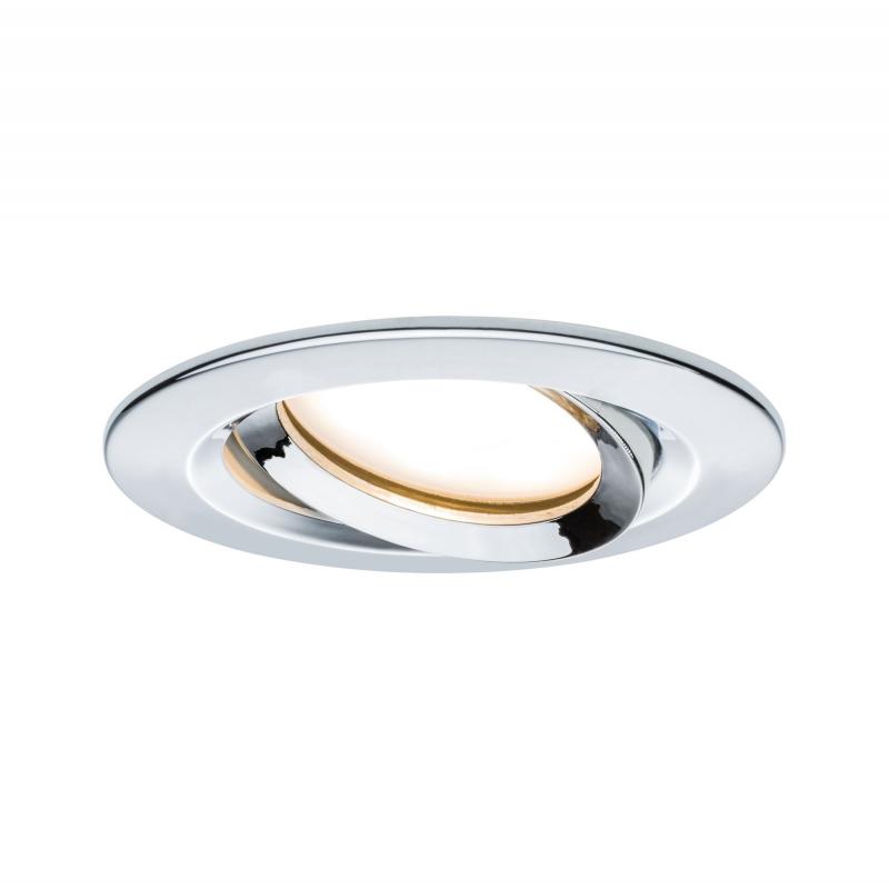 3er Set LED Einbauleuchten Nova Coin mit 3-stepdim schwenkbar Chrom/Alu Paulmann 93488