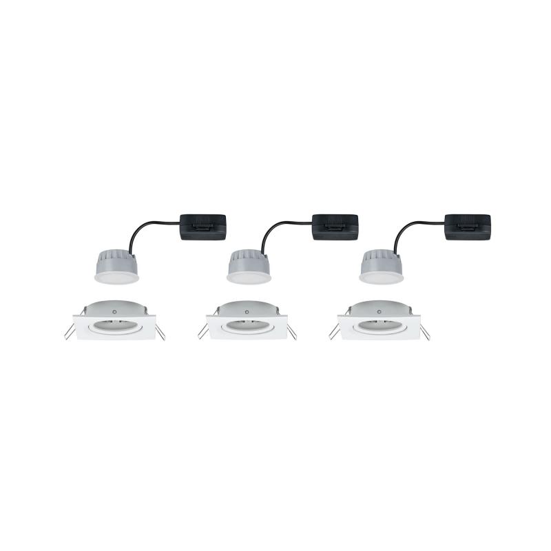 Paulmann 93490 Einbauleuchte Set Nova Coin 3-stepdim eck schw LED 3x6.5W 2700K Weiß/Alu