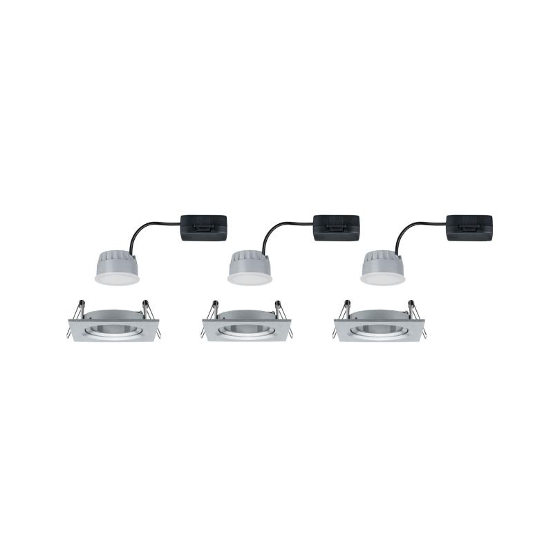 Paulmann 93492 Einbauleuchte Set Nova Coin 3-stepdim eck schw LED 3x6.5W 2700K Alu