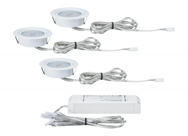 Paulmann 93554 Möbel Einbauleuchte Set LED 3x4.5W /350mA 65mm Weiß/Metall