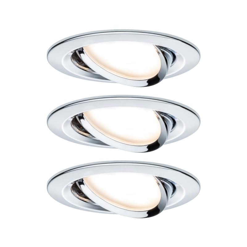 Paulmann 93880 Einbauleuchte Set Nova Plus Coin dim rund schwb LED 3x6W 2700K Chrom/Alu