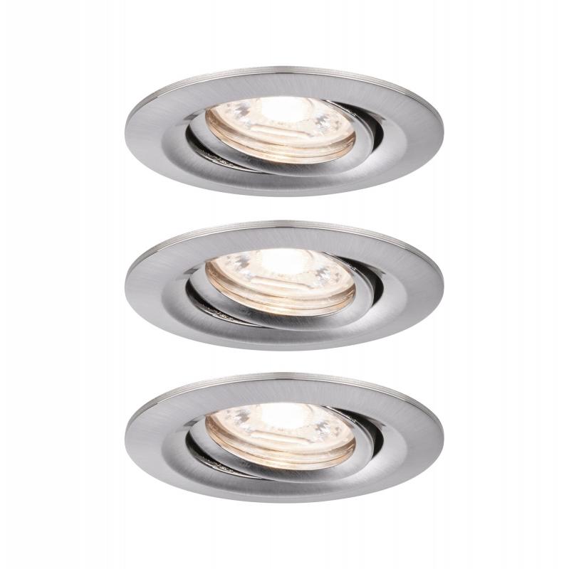 Paulmann 94295 EBL Nova mini Coin rund schwenkbar LED 3x4W 310lm Eisen gebürstet/Alu