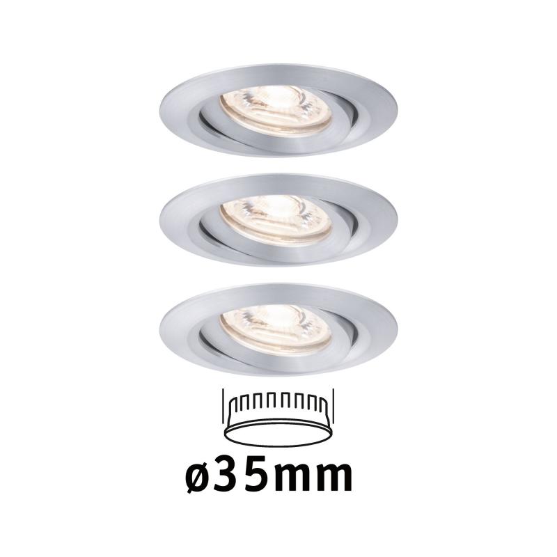 Paulmann 94297 EBL Nova mini Coin rund schwenkbar LED 3x4W 310lm Alu gedreht/Alu