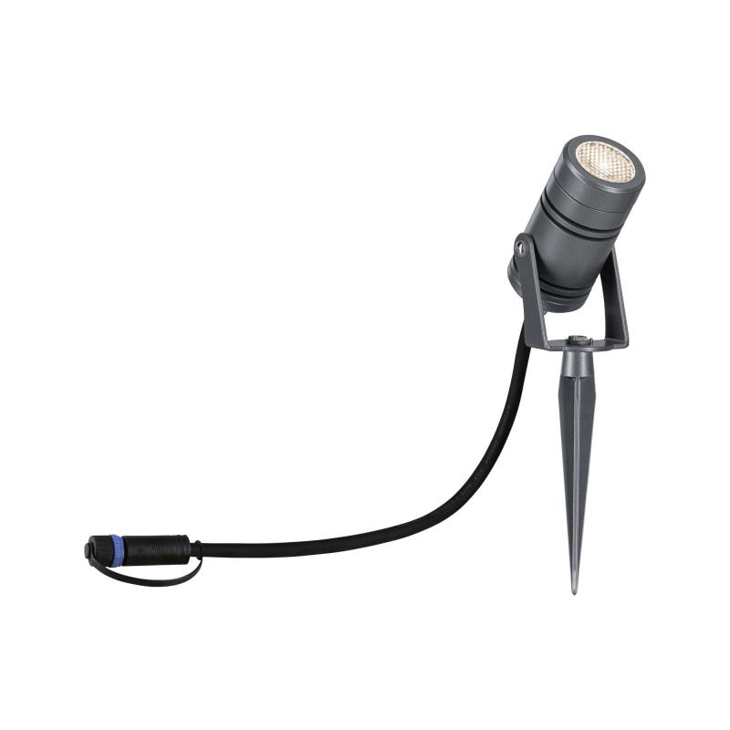 Paulmann 94367 Outdoor Plug + Shine Spot Erdspießleuchte 12W IP65 3000K Alu Grau