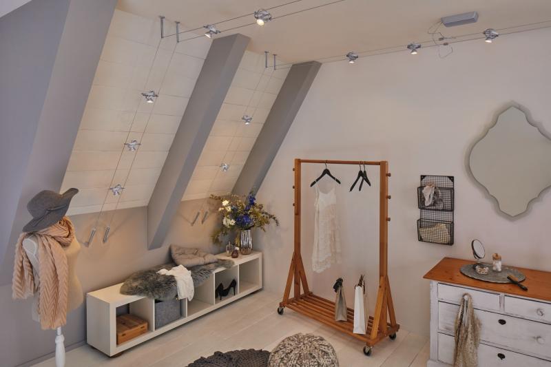 Paulmann 94437 Seilsystemleuchte Spot Cardan GU5,3 Chrom matt 12V DC 60VA Kunststoff/Metall