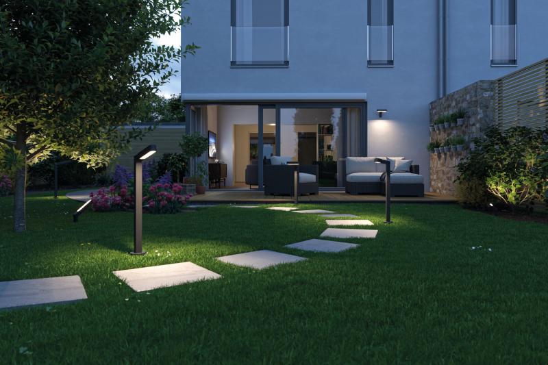 Paulmann 94546 Plug & Shine LED Pollerleuchte Ito Einzelleuchte Horizontale Ausrichtung staubdicht Strahlwasser geschützt warmweiß 6W Anthrazit