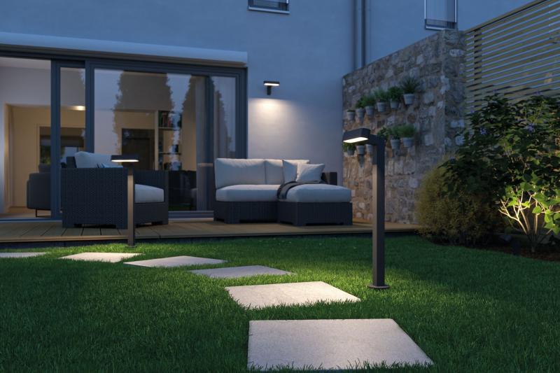 Paulmann 94546 Plug & Shine LED Pollerleuchte Ito Einzelleuchte Horizontale Ausrichtung staubdicht Strahlwasser geschützt warmweiß 6W Anthrazit