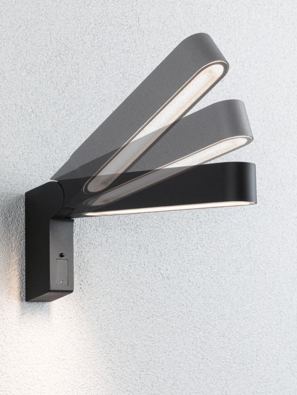 Paulmann 94549 House LED Außenwandleuchte Ito Bewegungsmelder IP44 warmweiß 6W Anthrazit Metall/Kunststoff