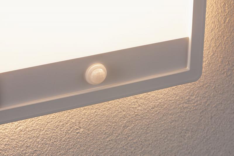 Paulmann 94663 LED Außenpanel Lamina Backlight Bewegungsmelder seewasserresistent Spritzwasser geschützt eckig 250x47mm warmweiß 14,5W Weiß Kunststoff