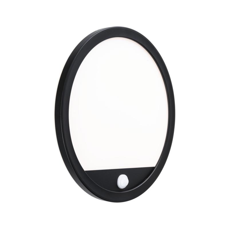 Paulmann 94664 LED Außenpanel Lamina Backlight Bewegungsmelder seewasserresistent Spritzwasser geschützt rund 280mm warmweiß 14,5W Schwarz Kunststoff