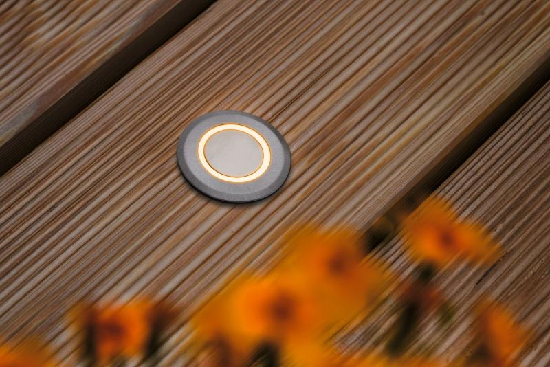 Paulmann 94727 LED Bodeneinbauleuchte Goldlicht insektenfreundlich staubdicht 1m unter Wasser geschützt rund 50mm extra warmweiß 2,2W Alu Kunststoff/Metall