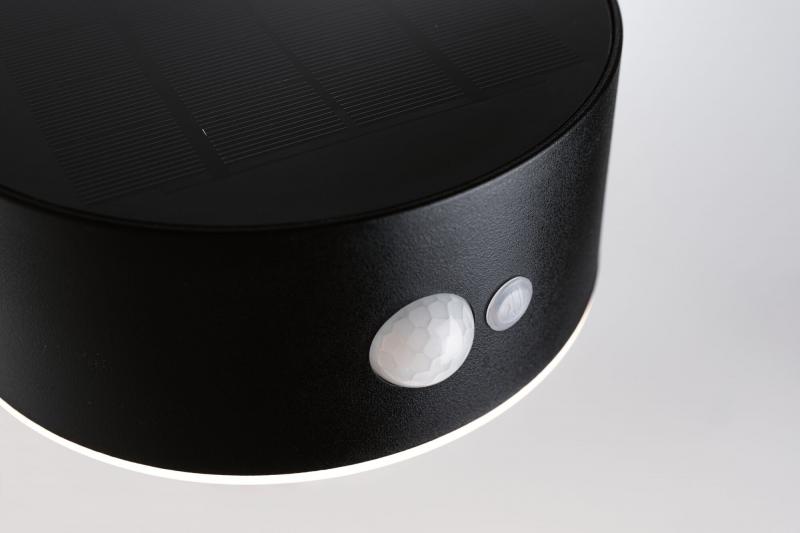 Paulmann 94730 Solar LED Außenwandleuchte Eileen Bewegungsmelder insektenfreundlich Spritzwasser geschützt extra warmweiß Schwarz