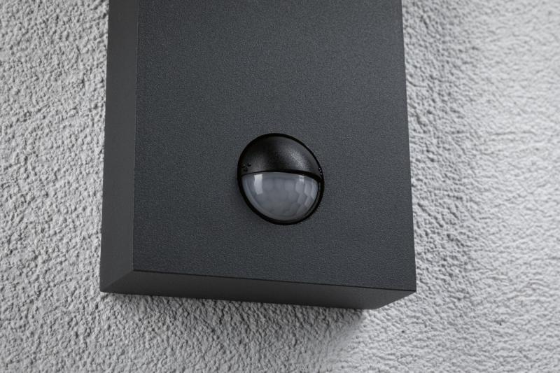 Paulmann 94739 LED Außenwandleuchte Puka modern seewasserresistent Spritzwasser geschützt rund 110x125mm warmweiß 8,5W Anthrazit Aluminium