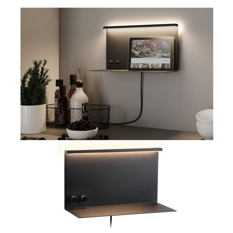 Paulmann 96773 LED Wandleuchte Jarina USB C 3000K 540lm / 200lm 230V 4,5 / 1x1,6W dimmbar Schwarz matt