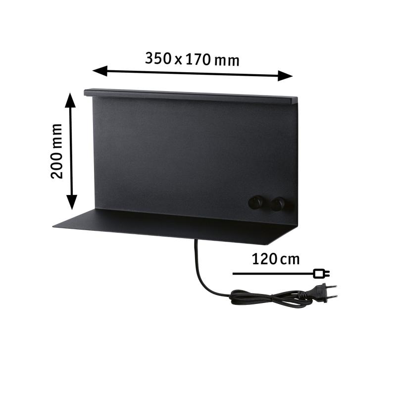 Paulmann 96773 LED Wandleuchte Jarina USB C 3000K 540lm / 200lm 230V 4,5 / 1x1,6W dimmbar Schwarz matt