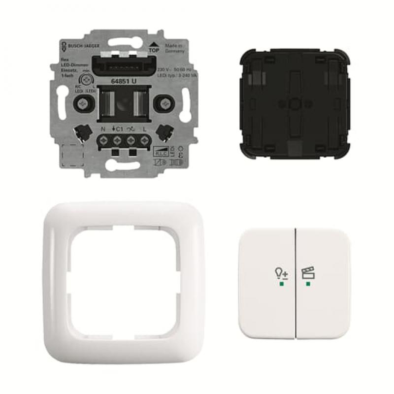 Busch-Jaeger 62851 UJ-214-WL LED-Dimmer-Ein. flex 1f Komplettset mit 2-fach Bedienelement