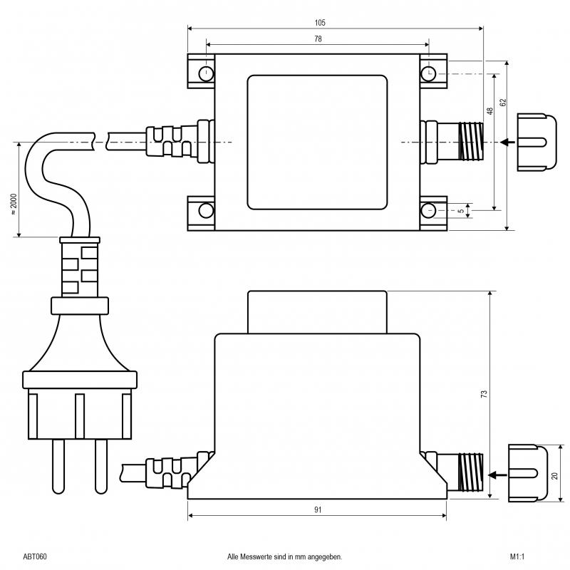 EVN Konventioneller Trafo für IP44-Stecksystem, 12V/AC ABT060