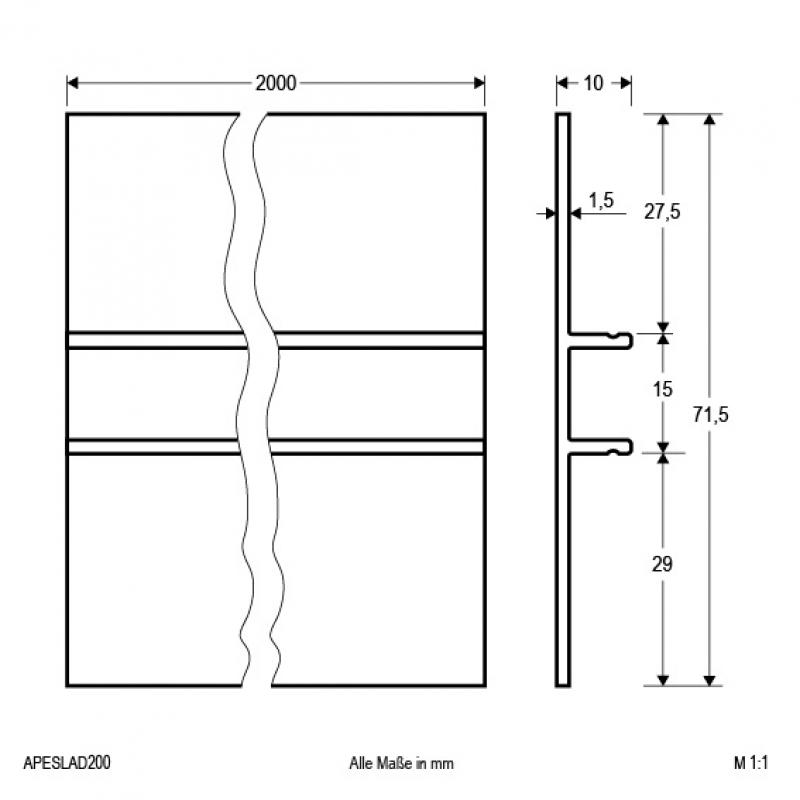 EVN Aluminiumblende für Aluminium-Profil APESLAD200